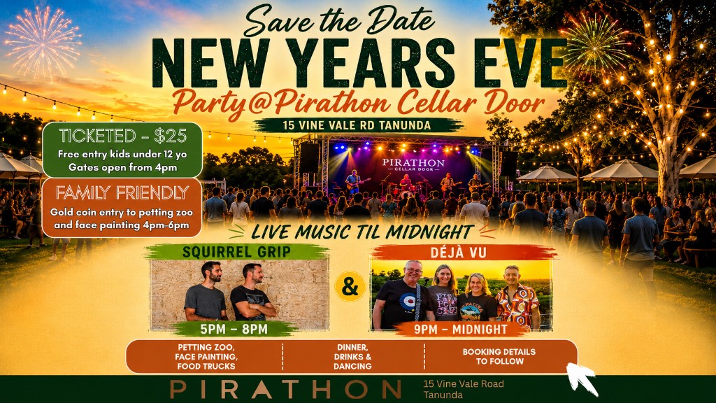 Save the Date — New Years Eve Party at Pirathon Cellar Door